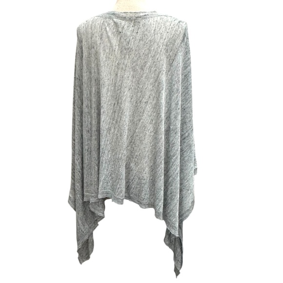 PURE DKNY GRAY MARLED LINEN OPEN SIDES PONCHO TOP - Picture 4 of 10